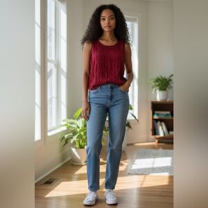 Chico's Red Fancy Fitted Sleeveless Top